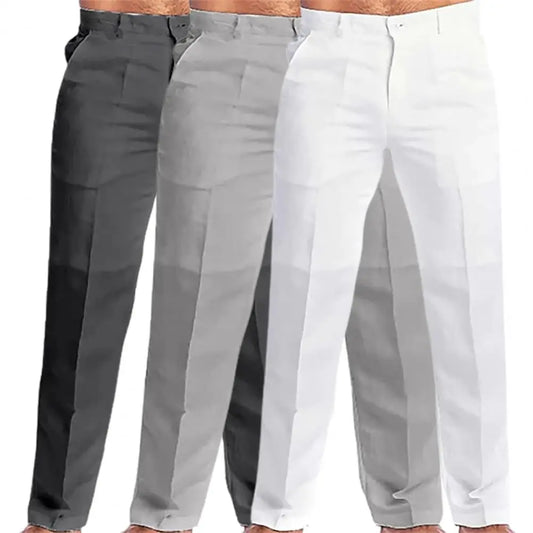 2023 Men's Stand Pocket Casual Linen Pants Solid White Gray Trouser Plus Size 3xl Mens Elegant Fashion Sweatpants Men Streetwear